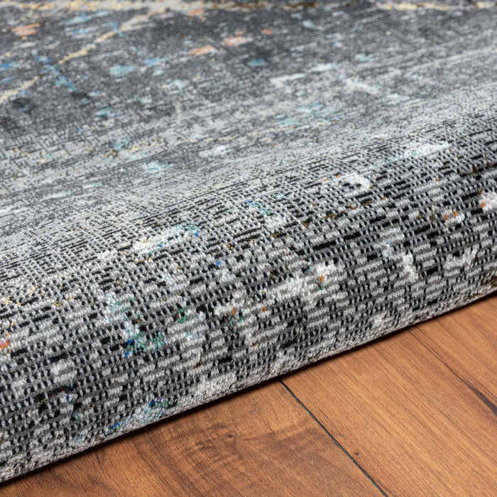 5' X 8' Distressed Black Abstract Area Rug