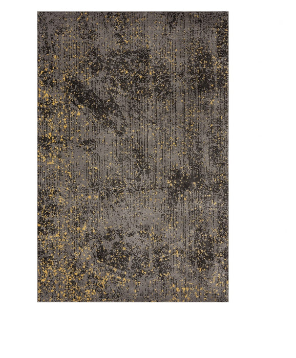 5' X 8' Gray and Yellow Abstract Sprinkle Area Rug