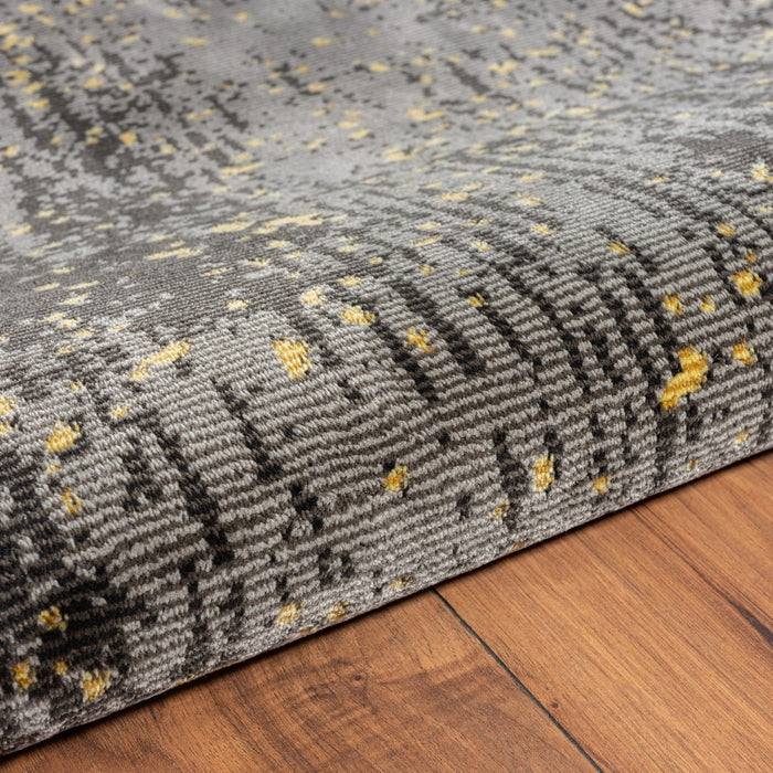 5' X 8' Gray and Yellow Abstract Sprinkle Area Rug