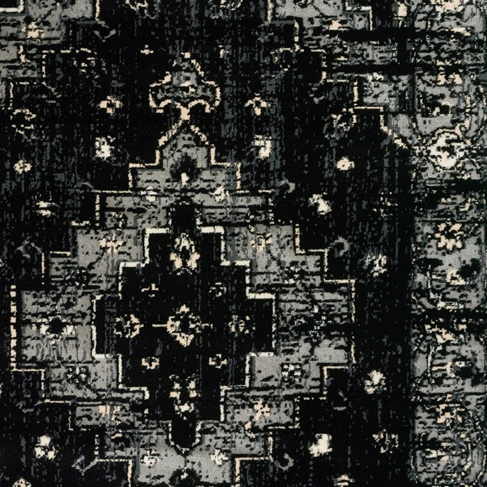 5' X 7' Black Medallion Oriental Area Rug