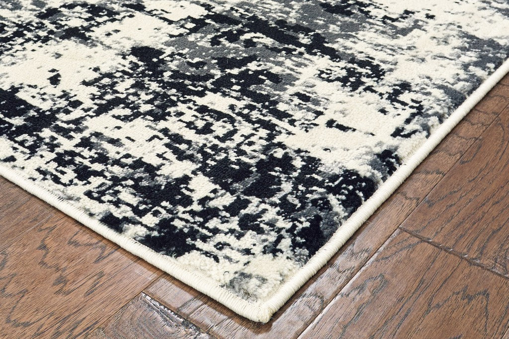 5' X 7' Black and White Abstract Area Rug