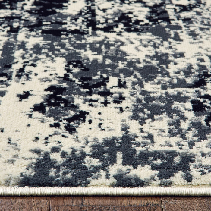 5' X 7' Black and White Abstract Area Rug