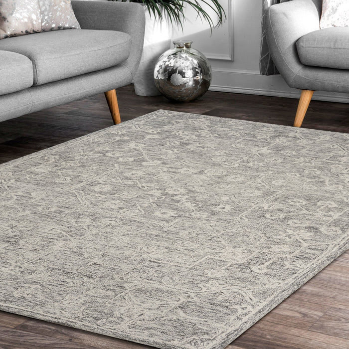 3' x 5' Gray Floral Finesse Area Rug