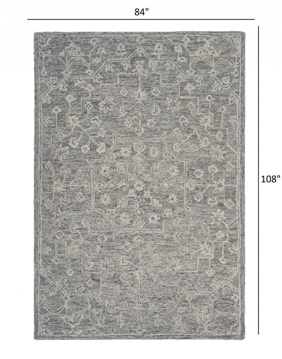 3' x 5' Gray Floral Finesse Area Rug