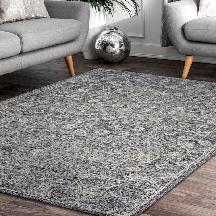 3' x 5' Gray Floral Finesse Area Rug