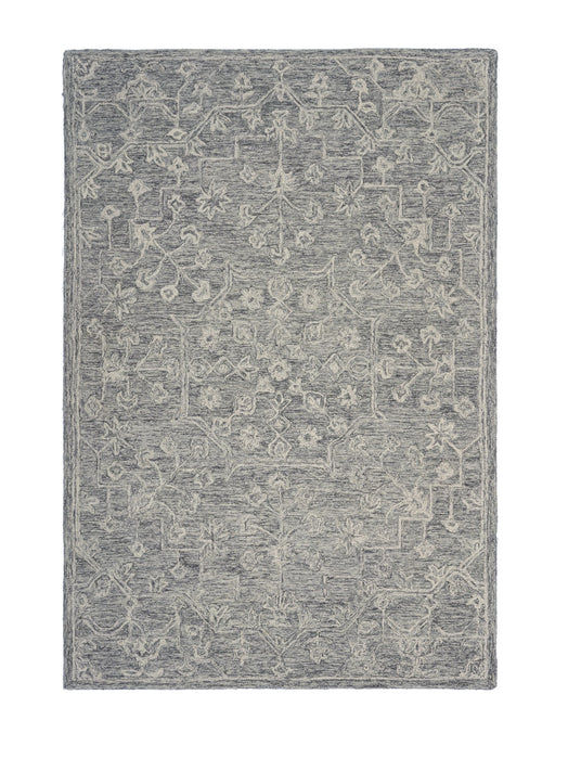 3' x 5' Gray Floral Finesse Area Rug