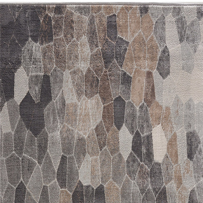 2' X 3' Beige Cobblestone Pattern Scatter Rug