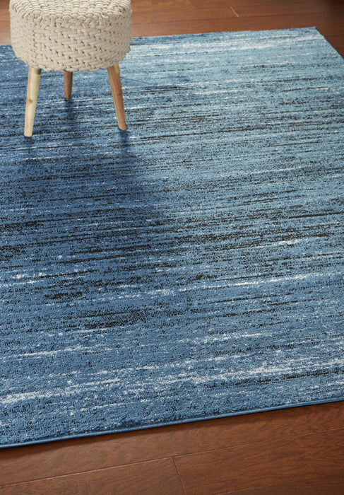 5' X 7' Blue Abstract Ocean Area Rug