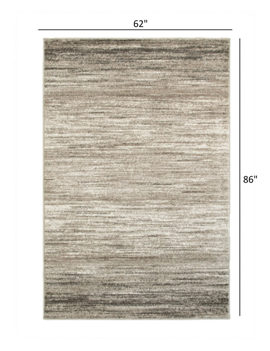 5' X 7' Beige Abstract Striations Area Rug