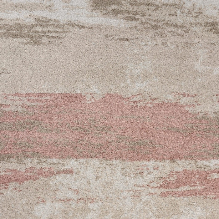 5' X 7' Ivory Beige and Blush Abstract Area Rug