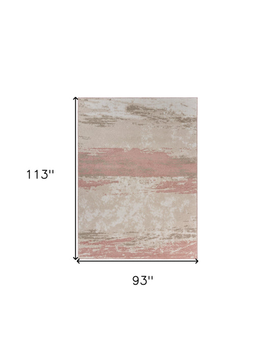 5' X 7' Ivory Beige and Blush Abstract Area Rug