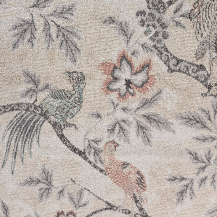 5' X 7' Soft Beige Birds and Trees Area Rug