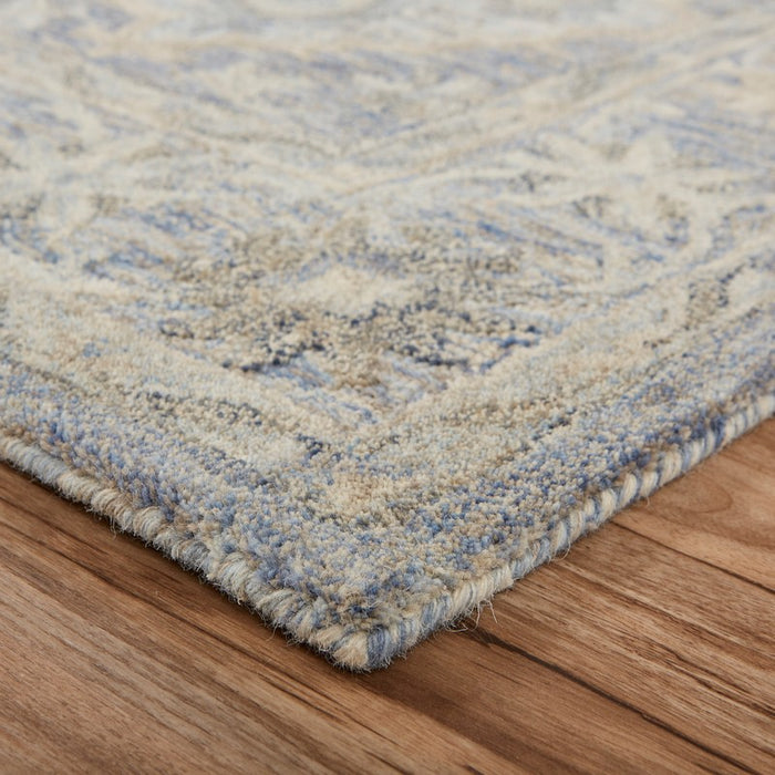 8' X 10' Blue and Tan Traditional Area Rug