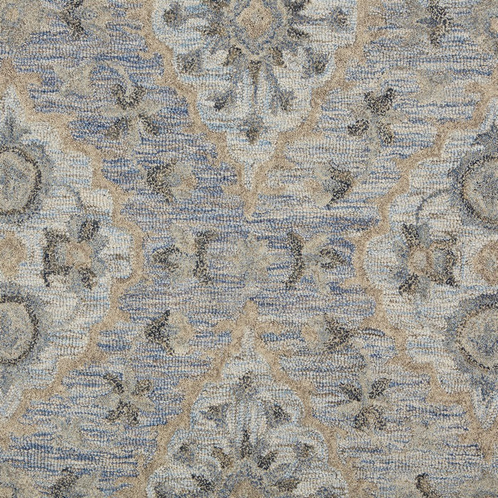 8' X 10' Blue and Tan Traditional Area Rug