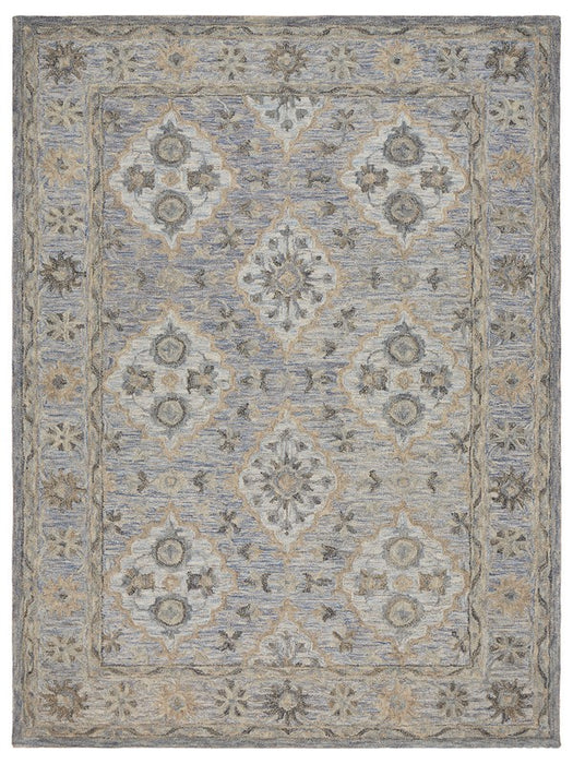 8' X 10' Blue and Tan Traditional Area Rug