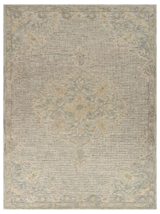 5' X 8' Beige Wool Handmade Area Rug