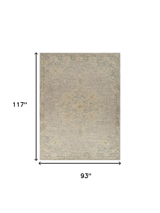 5' X 8' Beige Wool Handmade Area Rug