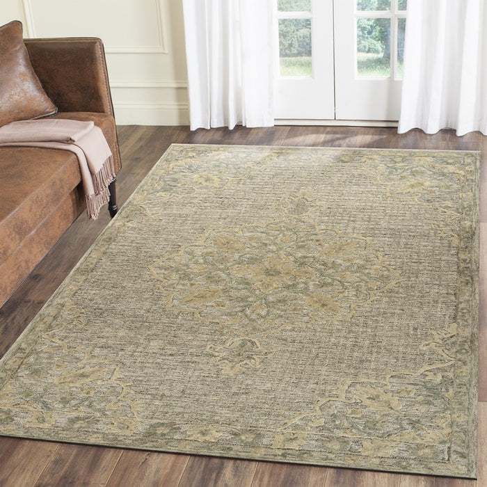 5' X 8' Beige Wool Handmade Area Rug