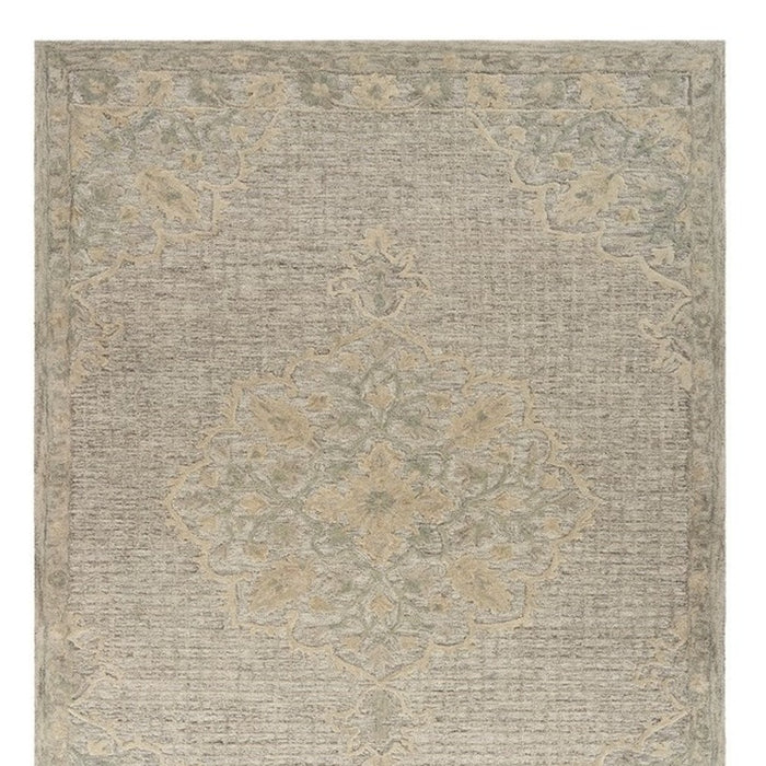 5' X 8' Beige Wool Handmade Area Rug