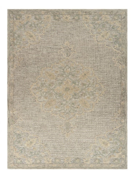 5' X 8' Beige Wool Handmade Area Rug