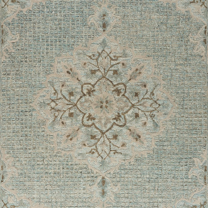 5' X 8' Blue Wool Floral Medallion Hand Tufted Area Rug