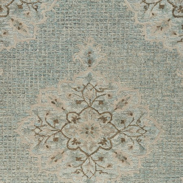 5' X 8' Blue Wool Floral Medallion Hand Tufted Area Rug