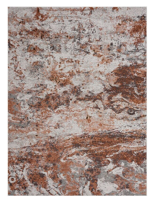 5' X 8' Brown and White Abstract Earth Area Rug