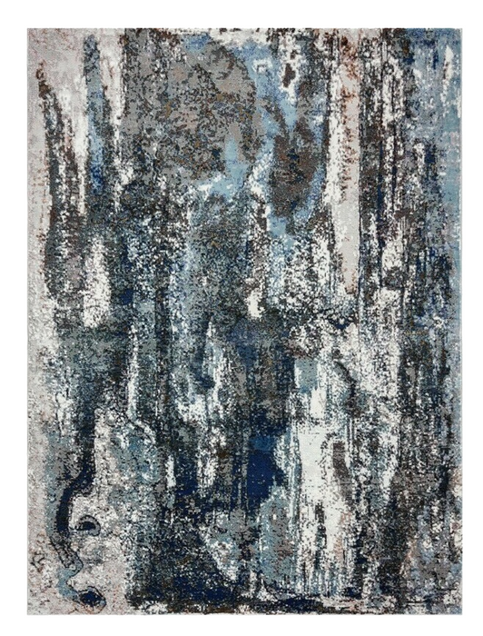 5' X 8' Shades of Blue and Gray Abstract Marble Area Rug