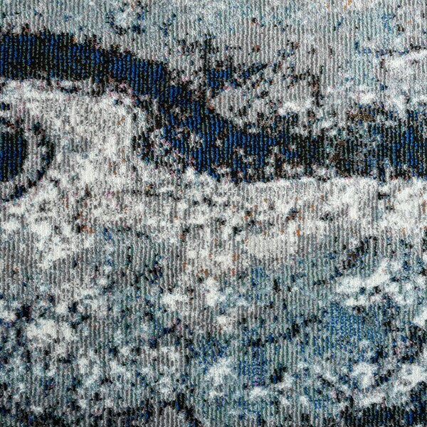 5' X 8' Shades of Blue and Gray Abstract Marble Area Rug