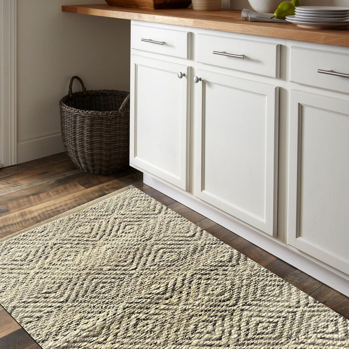 2' X 5' Tan and Gray Hand Woven Area Rug