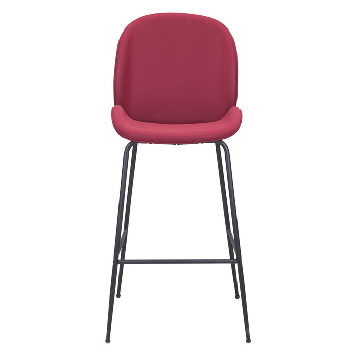 31" Red And Black Steel Low Back Bar Height Bar Chair