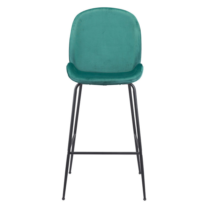 31" Green And Black Steel Low Back Bar Height Bar Chair