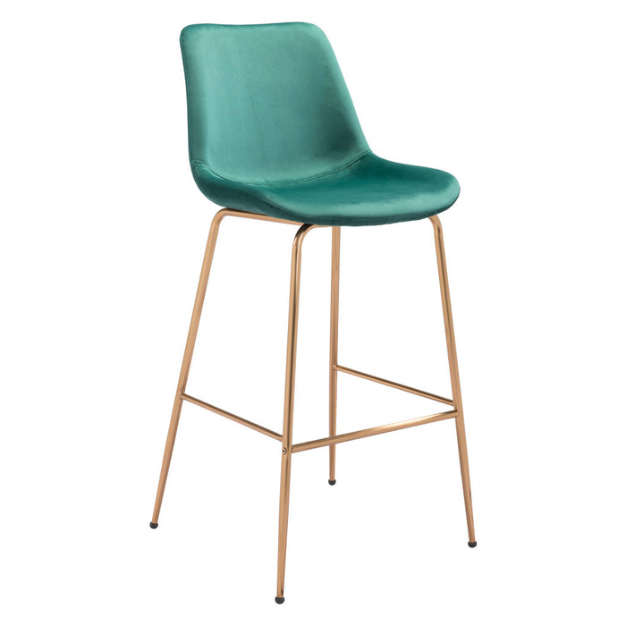 31" Green And Copper Steel Low Back Bar Height Bar Chair