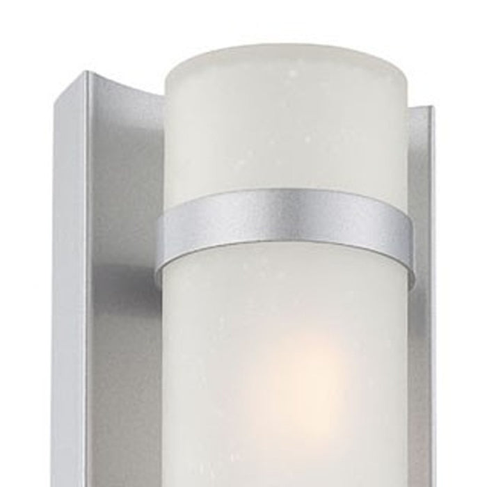 Two Light Brushed Silver and White Glass Wall Sconce