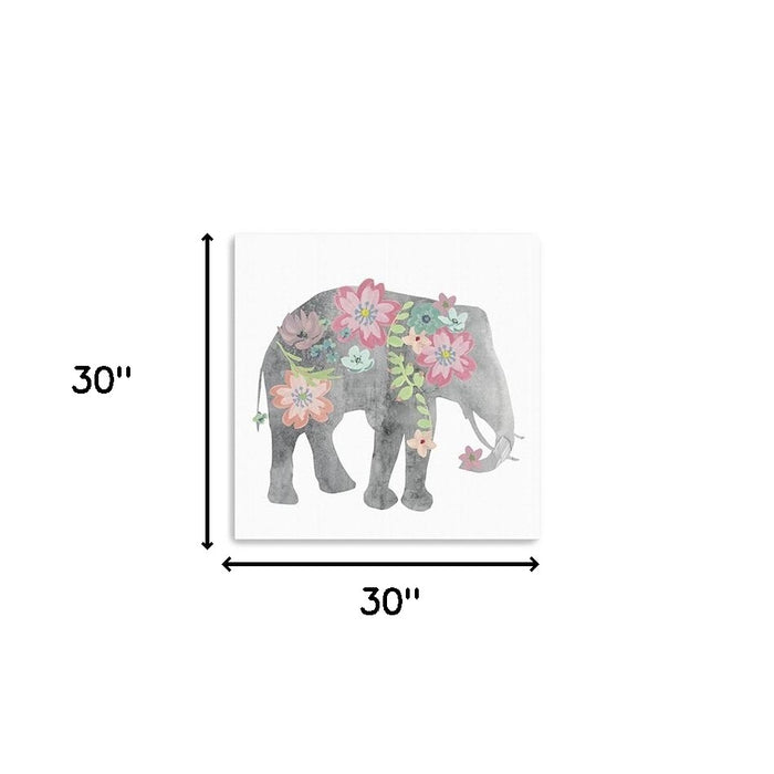 Floral Elephant Unframed Print Wall Art