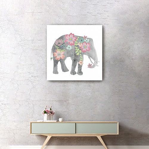 Floral Elephant Unframed Print Wall Art