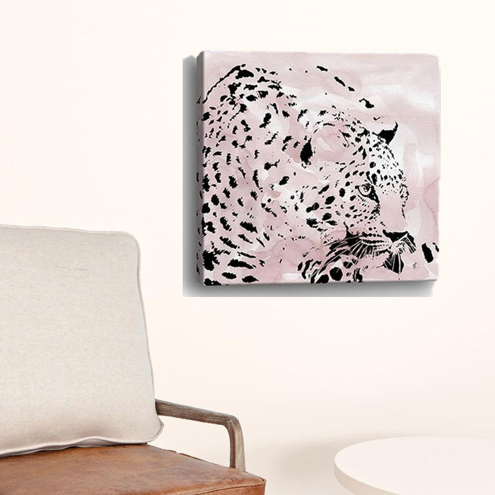 Pink Laying Leopard Unframed Print Wall Art