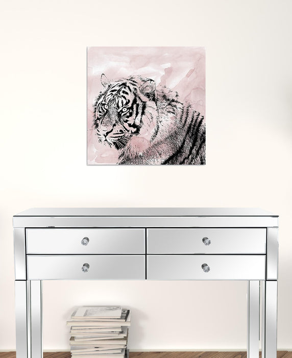 Pink Crouching Tiger Unframed Print Wall Art