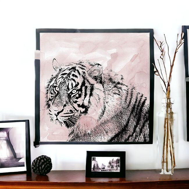 Pink Crouching Tiger Unframed Print Wall Art