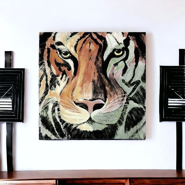 Staring Tiger Portrait Unframed Print Wall Art