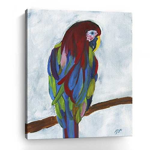 Small Bright and Tropical Parrot Canvas Wall Art