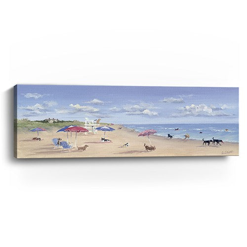 10" X 30" Dogs Rule the Beach Canvas Unframed Wall Art