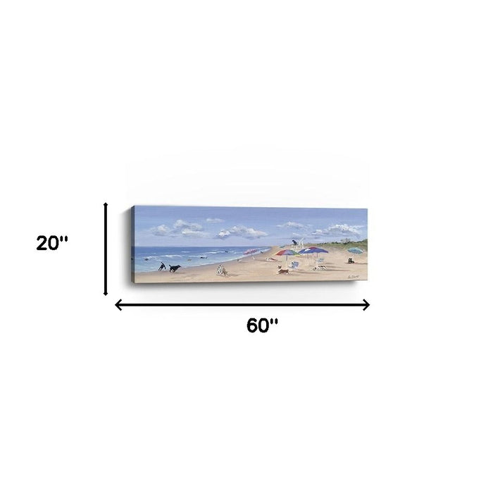 Small Dogs Playing at the Beach Canvas Wall Art