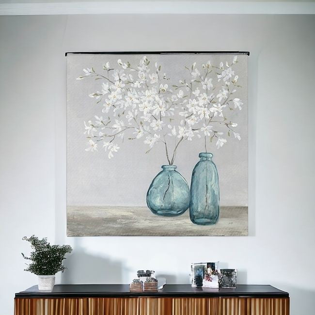 White Spring Flowers Unframed Print Wall Art