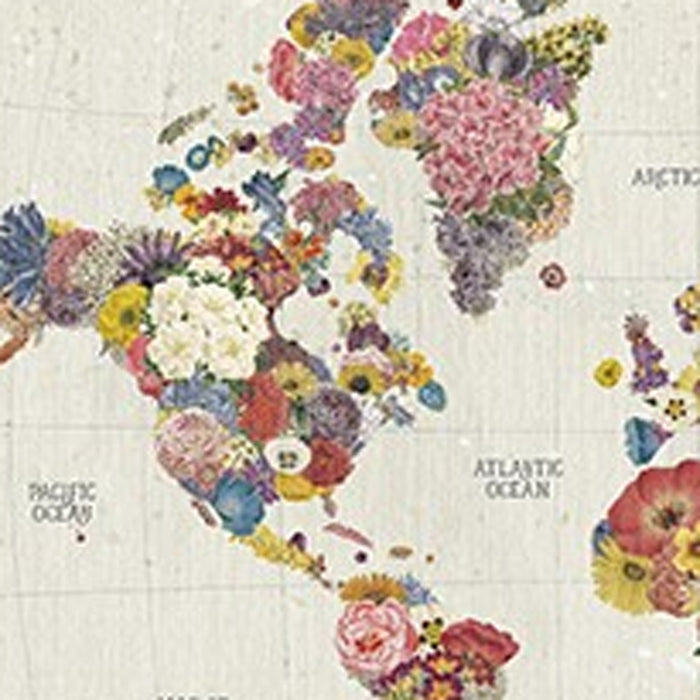 24" x 16" Fun Floral Map of the World Canvas Wall Art