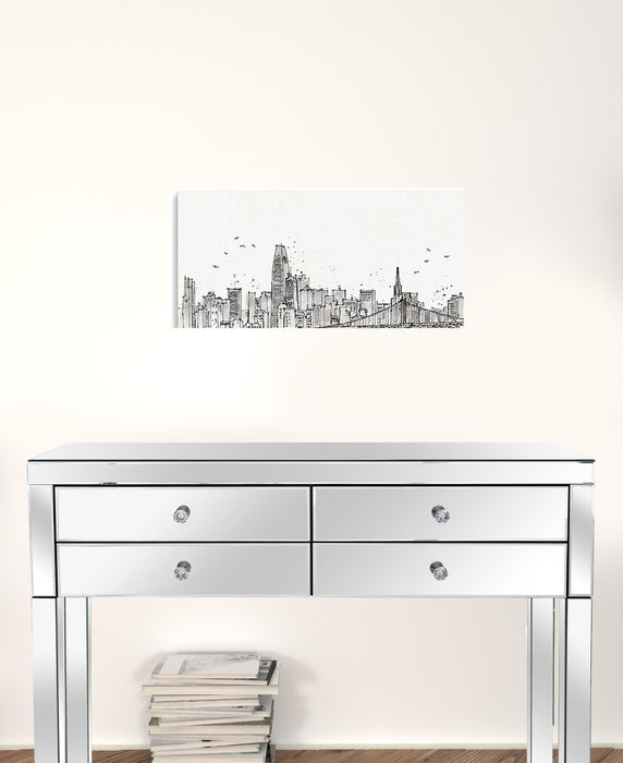 Monochrome City Skyline Sketch Unframed Print Wall Art