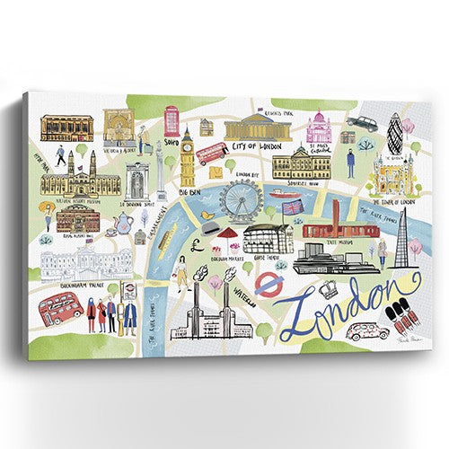 Fun Illustrated London Map Unframed Print Wall Art