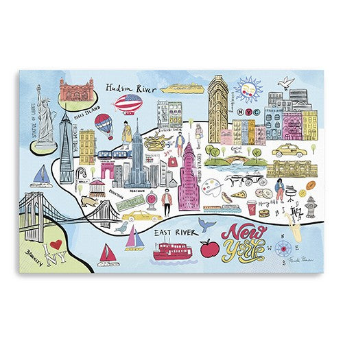 Fun Illustrated Nyc Map Unframed Print Wall Art