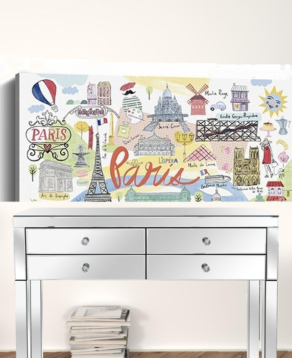 Fun Illustrated Paris Map Unframed Print Wall Art