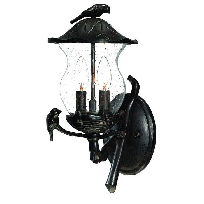 Matte Black Bird Detail Lantern Wall Light